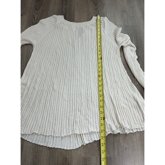 Elie Tahari Cloud White Sweater Cable Knit Silk Pullover cottage farmhouse M - Picture 5 of 15